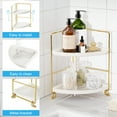 thumbnail image 4 of FSyueyun Stainless Steel 2-Tier Corner Makeup Organizer with 4 Compartments, Gold, 4 of 10