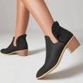 thumbnail image 3 of NECHOLOGY Botas Mujer Adulto Femenino Zapatos Botines de mujer Color sólido simple Cómodo Tacón grueso Medio cilindro Puntiagudo Tallas grandes Botas occidentales Botines (Black, 9), 3 of 6