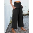 thumbnail image 4 of ANRABESS Womens Pants Wide Leg High Waisted Palazzo Pants Summer Flowy Beach Lounge Casual Trousers with Pockets Black X-Large, 4 of 8