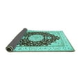 thumbnail image 2 of Ahgly Company Indoor Square Medallion Turquoise Blue Traditional Area Rugs, 3' Square, 2 of 4