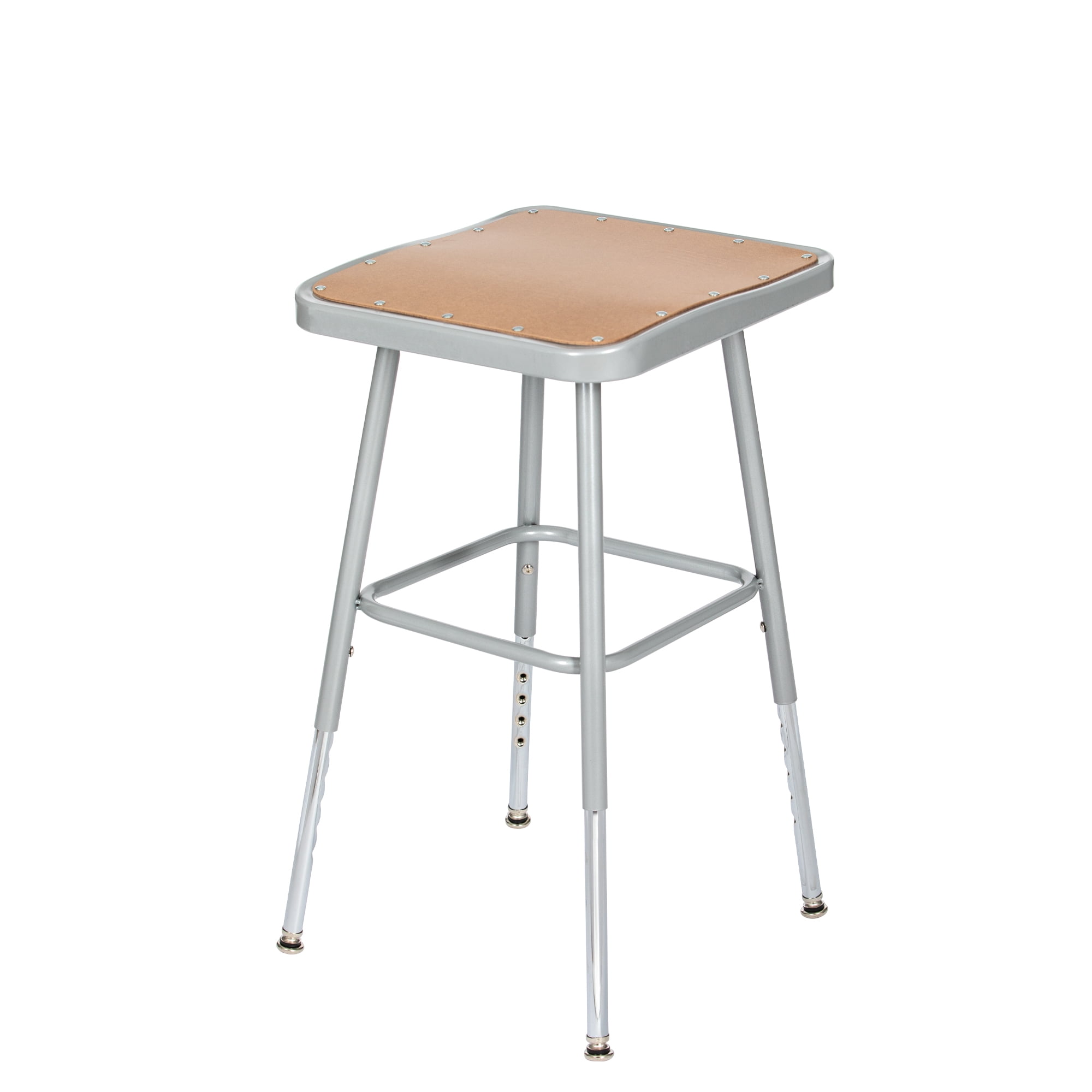 Hampden Furnishings Clint Stools,19"-27" Square Masonite/Steel Science Stool, Grey, 2 Pack