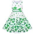 thumbnail image 1 of Vestido para Niña Verde con Trébol Estampado, Vestido Veraniego de Festival de San Patricio sin Mangas, 11-12 Años, 1 of 7