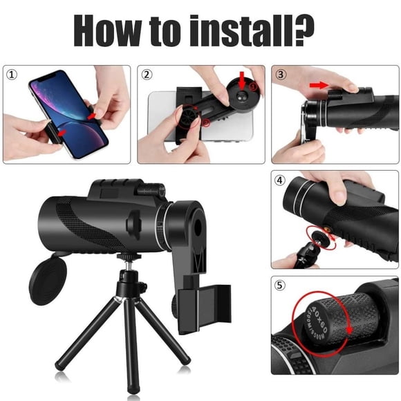 Telescopio monocular 80X100 con visión nocturna de baja potencia, telescopio monocular para observación de aves, vida silvestre, senderismo y observación de estrellas