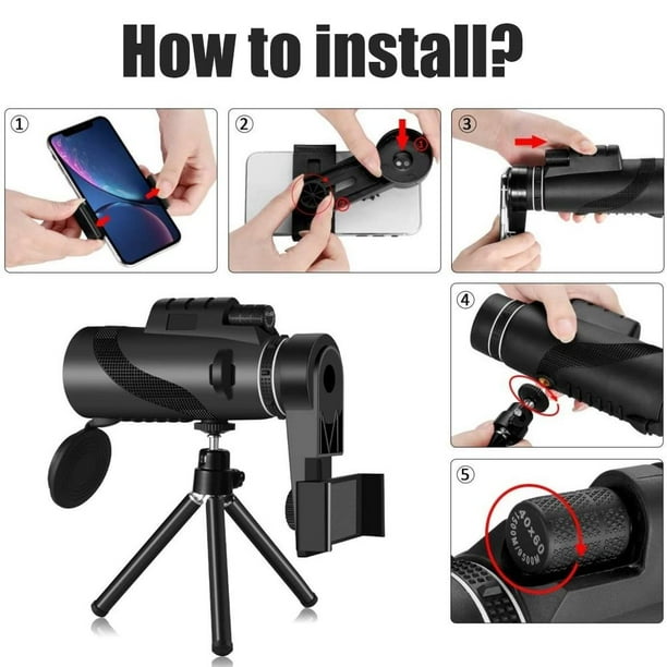 80X100 Monocular Telescope With Low Night Vision High Powered Monocular Scope For Birds Wildlife Watching Hiking Stargazing