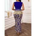 thumbnail image 2 of Royal Blue Leopard Print Sequin Mermaid Dress With Cut-Out Back, Elegant Evening Gown, 2 of 7
