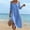 Blue1, variant on Women's Off Shoulder Midi Dresses Cotton 2026 Casual Summer Dress with Side Split 3/4 Sleeve Beach Swing Sundress