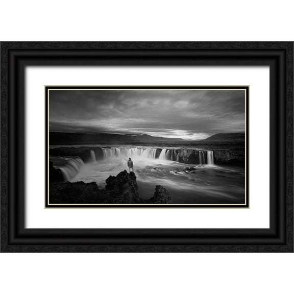 Guo, David 14x10 Black Ornate Wood Framed with Double Matting Museum Art Print Titled - Godafoss