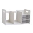 thumbnail image 2 of Book Storage Rack with Drawers Multifunctional Book Holder Book Organizer Holder White and Clear, 2 of 9