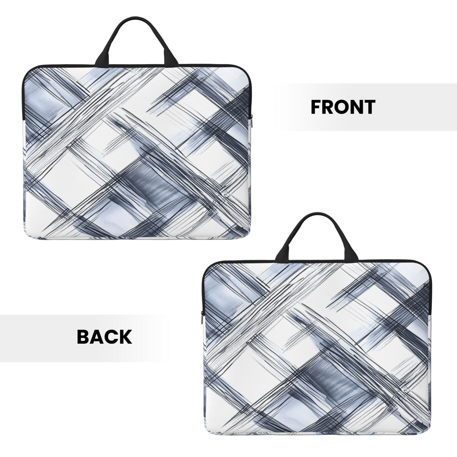 Laptop Sleeve Bag For Women Men 14inch Waterproof Durable Protective Computer Carrying Cover Handle Laptop Case Bag Silver Checked Hand-Drawn Sketch_1