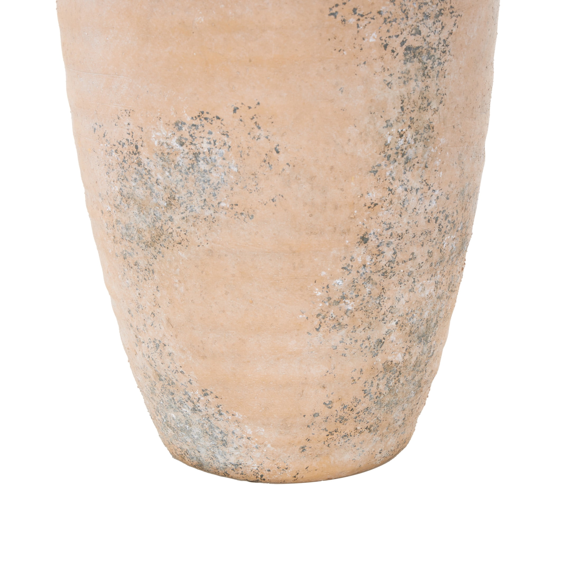DecMode 18" Antique Style Distressed Beige Ceramic Vase with Handle