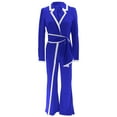 thumbnail image 4 of gbyLJF Womens Jumpsuit Long Sleeve V-neck Blouse Wide Leg Pants Set Casual Business Work Set Fall Winter Outfits, 4 of 7