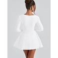 thumbnail image 3 of Women's Sexy Corset Mini Party Dresses Elegant Ruched Long Sleeve Cocktail Short Dress, 3 of 10