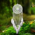 thumbnail image 4 of Handmade Dream Catchers, White Feather Dream Catcher Circular Net for Car Kids Bed Room Wall Hanging Decoration, 4 of 8