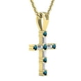 thumbnail image 2 of Dazzlingrock Collection 0.25 Carat (ctw) Round Blue Diamond & Baguette White Diamond Religious Cross Pendant for Women with 18 Inch Gold Chain in 10K Yellow Gold, 2 of 4