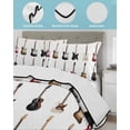 thumbnail image 4 of Quilts Twin Size, Music Soft Comforter Bedding Set for Bed, Red Beige Guitar Modern Art Lightweight Quilted Bedspread with Pillow Cover(2 Pieces) for All Season, 68x86 Inch, 4 of 6