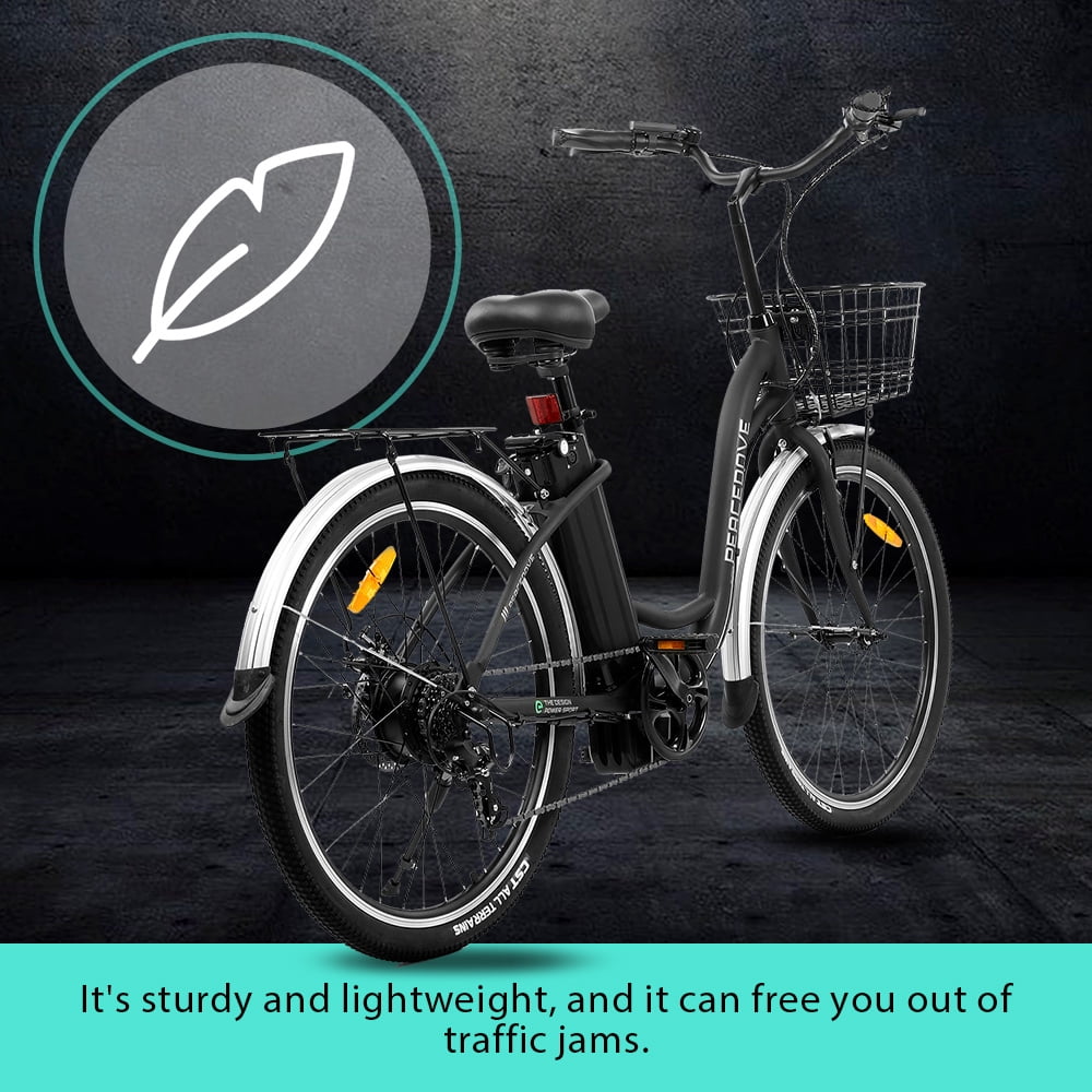 ECOTRIC Electric City Cruiser Bicycle 26" 20 MPH 350W with Basket Step Through E-bike Commute for Adult Female Male Pedal Assist A-E516646 UL2849