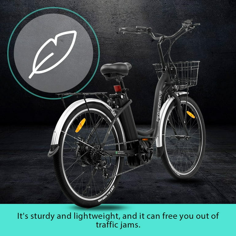 Ecotric Peacedove 26 In. 36 V 10 Ah 350 W Electric Bike Throttle Commuter for Adults 7 Speed Black A E516646 Walmart
