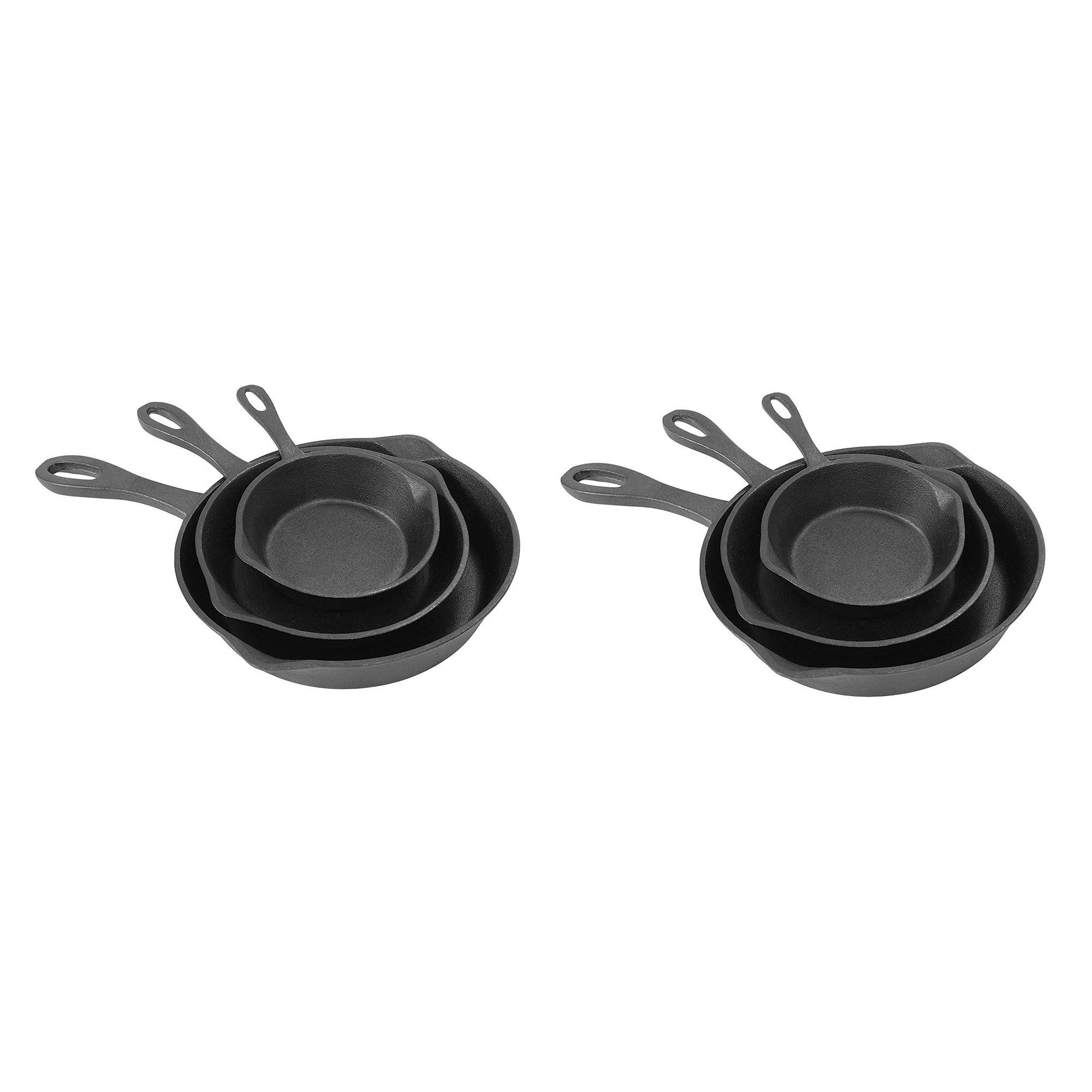 Bayou Classic 6, 8, & 10 Inch Oven Safe Cast Iron Skillet Cooking Set