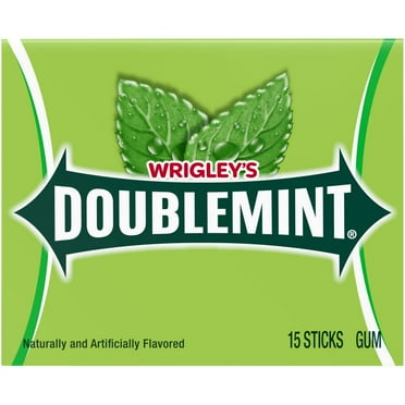Pack of 2 Wrigley's Doublemint Sugarfree Chewing Gum, Single Pack (15 Pieces)