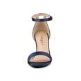 thumbnail image 5 of BLISSFUL STEP Women's Back to School Shoes Ankle Strap Buckle Block Heel Sandals Navy Blue 5.5, 5 of 8