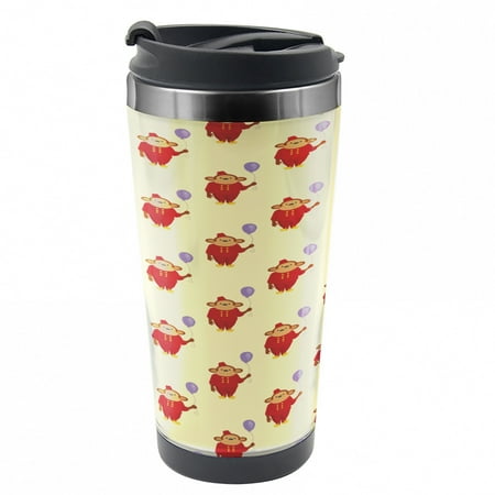 

Circus Travel Mug Funny Monkey in Show Clothes Steel Thermal Cup 16 oz by Ambesonne