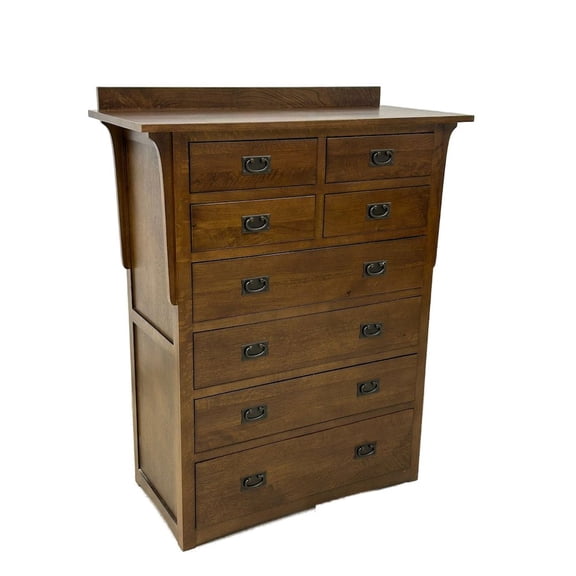 Crafters and Weavers Mission Quarter Sawn Oak 8 Drawer Dresser - Walnut
