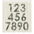 thumbnail image 3 of Number Shower Curtain, Grunge Mathematical Symbols in Murky Dotwork Tattoo Tones Digital Computer Art, Fabric Bathroom Set with Hooks, 69W X 75L Inches Long, Off White Black, by Ambesonne, 3 of 3
