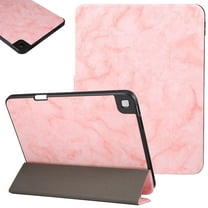 SaniMore Tri-fold Stand Case for Samsung Galaxy Tab A7 Lite 8.7" 2021 Model (SM-T220/T225), PU Leather Marble Skin Shockproof TPU Back [Auto Wake/Sleep   Pen Holder] Full Protective Shell, Pink