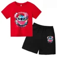 thumbnail image 3 of Conjunto de 2 camisetas y pantalones cortos de Disney Stitch para niños de 1 a 14 años, ropa informal de verano de manga corta con estampado de anime para niños, 3 of 5