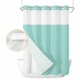 thumbnail image 2 of Pure Light Cyan No Hook Shower Curtain Waterproof, Bathroom Curtains with Snap in Liners and See Through Top Window, Simple Solid Color Hotel Style Bathtub Curtains Shower 48"Wx72"L, 2 of 8