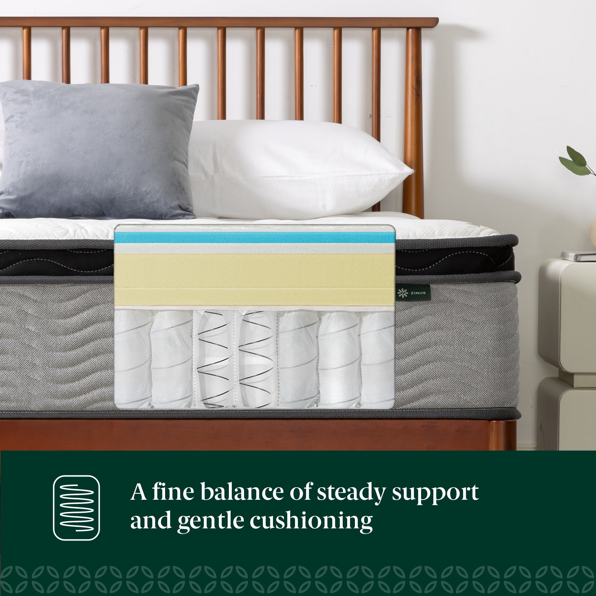 Zinus Comfort Support 12" Full Cooling Gel Hybrid Mattress with Pocket Springs
