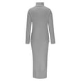 thumbnail image 5 of Lovskoo Womens 2023 Fall Two Piece Outfits Ribbed Knit Long Sleeve Turtleneck Pullover Sweater and Bodycon Midi Skirt Sets Gray, 5 of 5