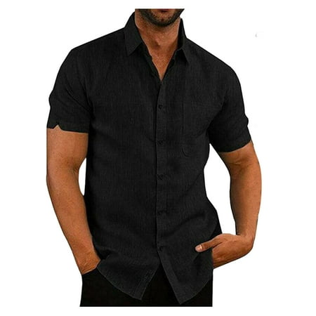 

pants for women Men s Solid Color Lapel Jacket Short-sleeved Button Cardigan Casual Loose Shirt