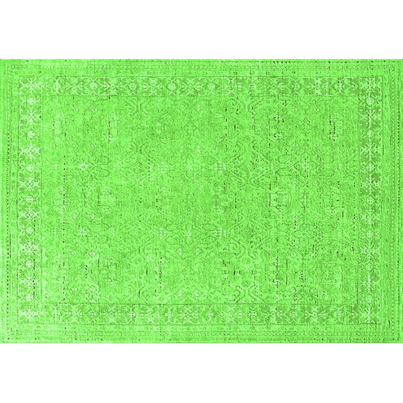 Ahgly Company Indoor Rectangle Oriental Green Industrial Area Rugs, 5' x 7'