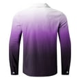 thumbnail image 5 of BiZtdJrK Linen Long Sleeve Shirts for Men Summer Casual Button Down Hawaiian Shirt Fashion Gradient Print Blouse Tops Tropical Vacation Beach Outfits Purple XXXL Spring Savings, 5 of 6