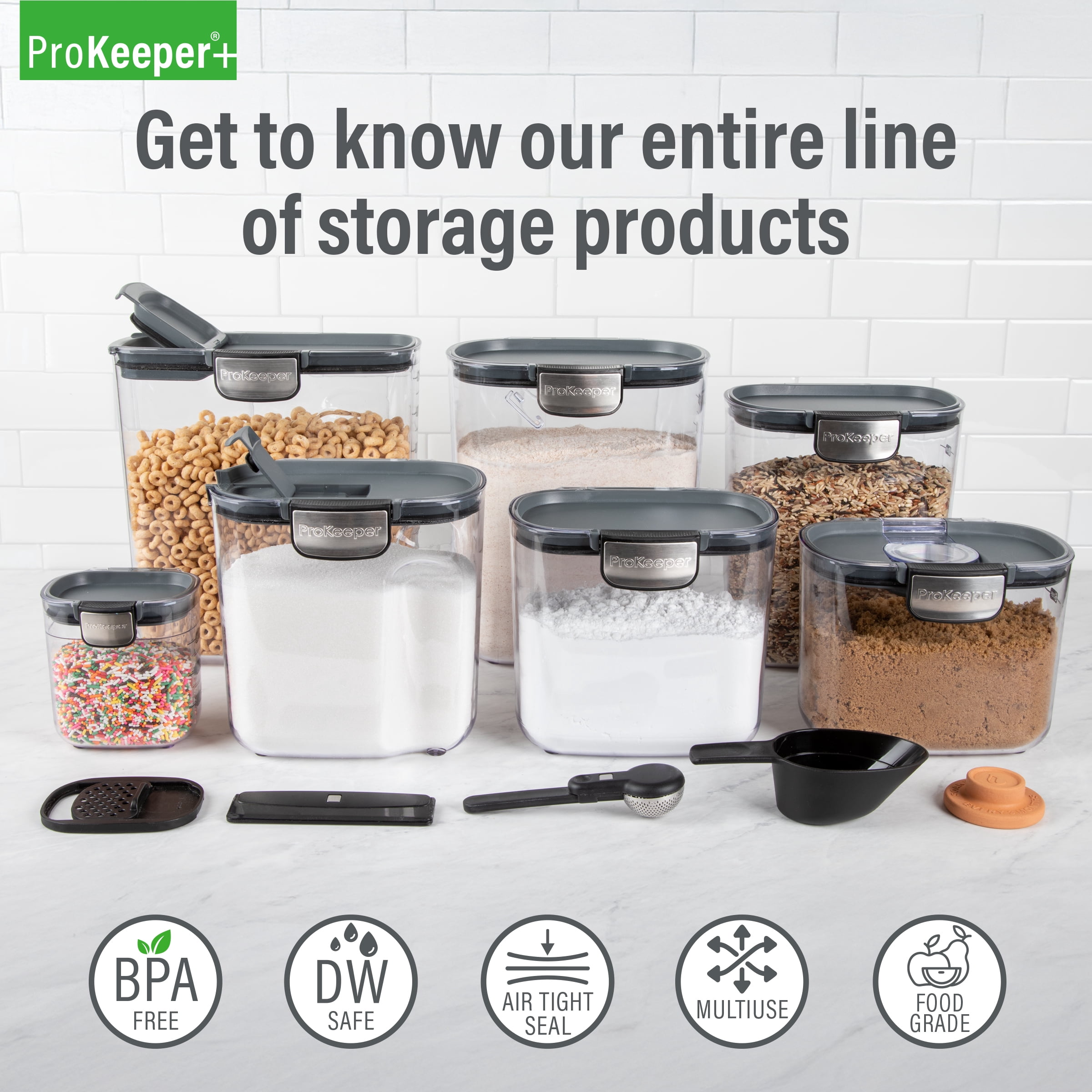 ProKeeper+ Airtight Sugar Storage Container with Flip-to-Pour Spout and Stainless-Steel Latch