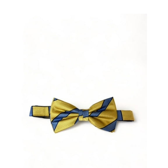 Yellow and Blue Striped Silk Bow Tie