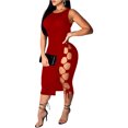 thumbnail image 1 of Vestido mini de club con cordones y sin mangas sexy para mujer, 1 of 6