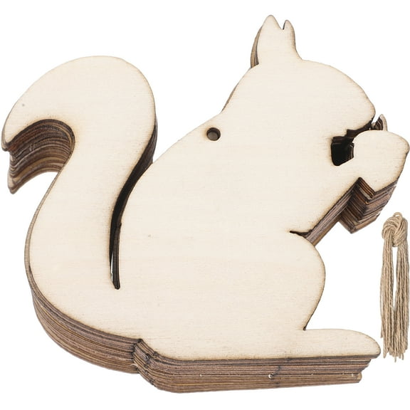 Crafting Supplies Unfinished Wood Squirrel Shapes for DIY Hanging Decors Beige Color 20pcs