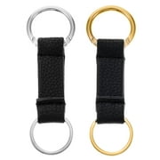 Solutions Mixed Metal Key Ring with Clip, 2 Pieces, Black Faux Leather