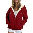 thumbnail image 2 of Fleece Lined Zip Up Hoodies for Women 2025 Fall Winter Long Sleeve Plain Basic Hooded Sweatshirt with Pockets Jacket Coat, 2 of 8