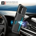 thumbnail image 6 of Elehold Card Slot Rugged Case for Samsung A13 6.5” Premium vegan leather inner Hard PC Plastic and soft slim TPU silicone bumper with Card Slot Support Magnetic Car Mount Armor Protective  Case, Black, 6 of 7