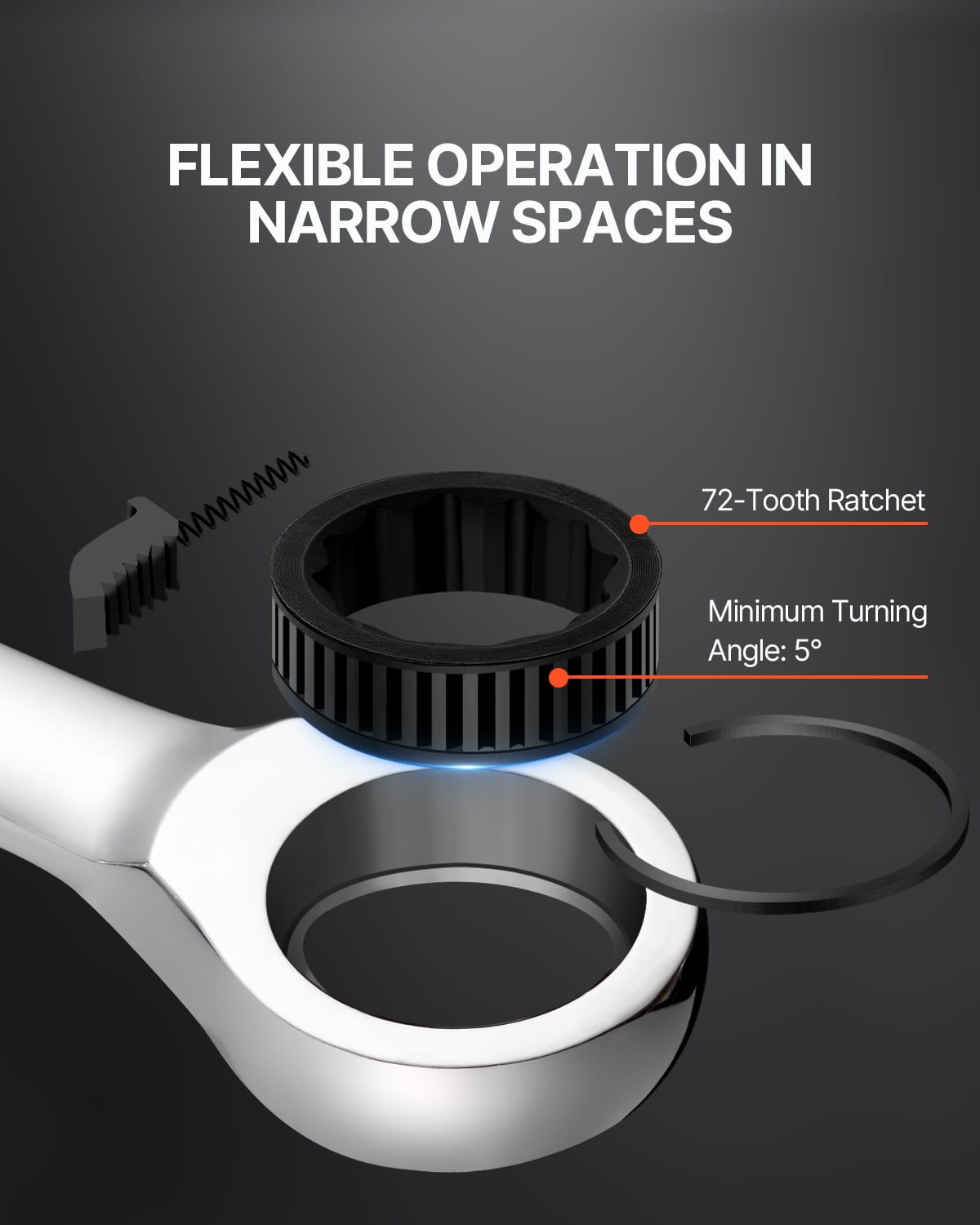 VEVOR Combination Wrench Set, 16-Piece Ratcheting Wrench Set with Organizer Rack, Cr-V Steel Wrench Set Metric 8 mm to 24 mm, Ideal for General Household, Garage, Workshop, Auto Repairs, Emergency