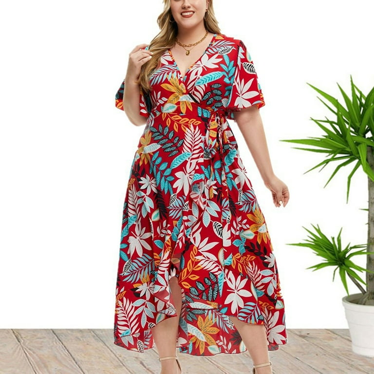 SHWING Dresses for Women 2023, Women Plus Size Floral Summer Dress