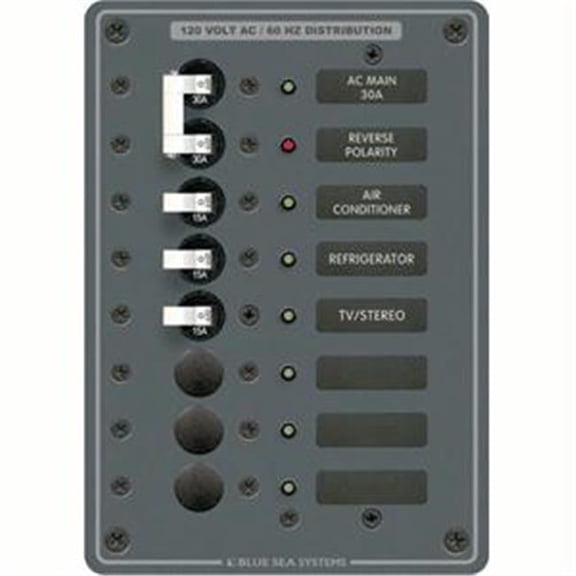 Blue Sea AC Main 6 Position Breaker Panel (White Switches)