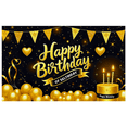 thumbnail image 2 of Glamorous Gold Happy Birthday Banner with Glitter Elements Backdrop Party Decoration for Birthday Party Celebrations Photography Props Decor Background, 2 of 7