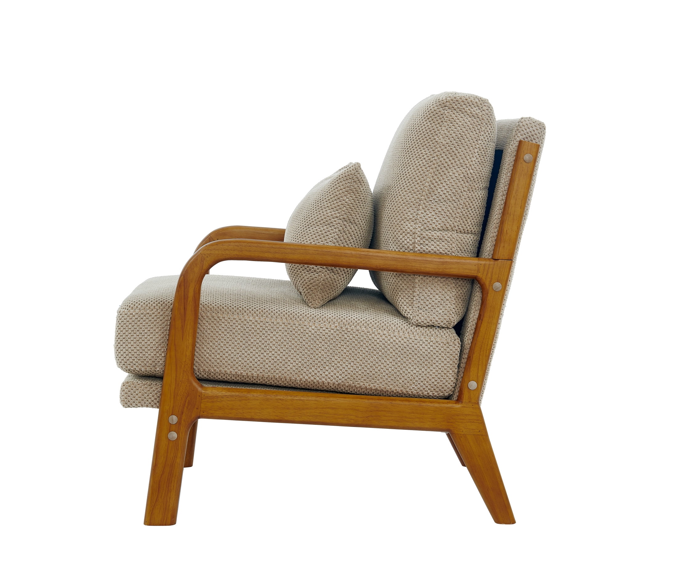 Noble House Mid-Century Modern Lounge Chair, Upholstered Accent Armchair with Solid Wood Frame, Camel