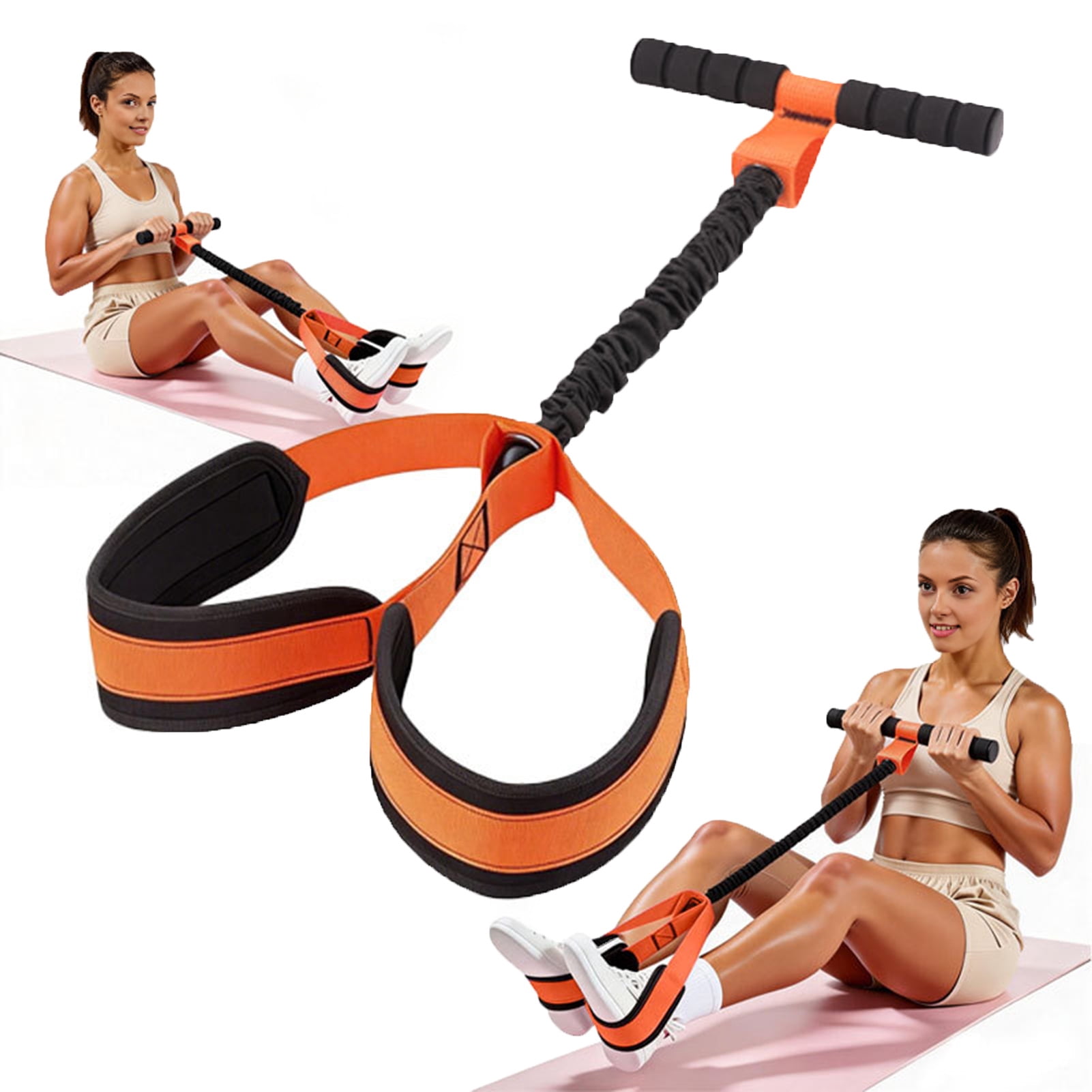 YIFAEUX Pedal Resistance Band with Handle Yoga Sit-up Exerciser Pull Rope Men Women Abdomen Waist Arm Leg Core Training Workout Equipment