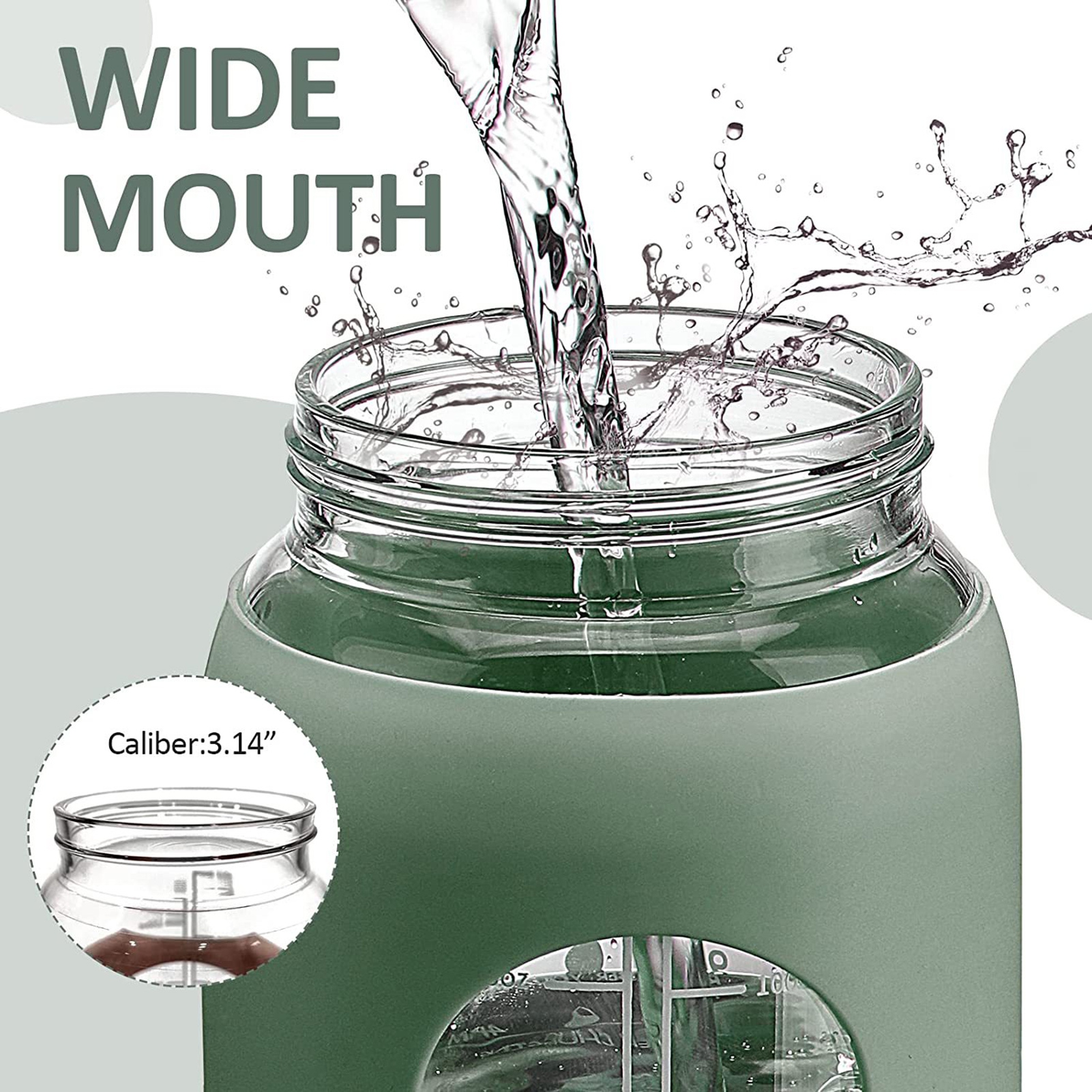 Borosilicate Glass Water Pitcher 56 Oz Glass Water Bottle with Straw Time Marker Bpa-free Half Gallon Water Jug for Gym Workout Silicone Sleeve