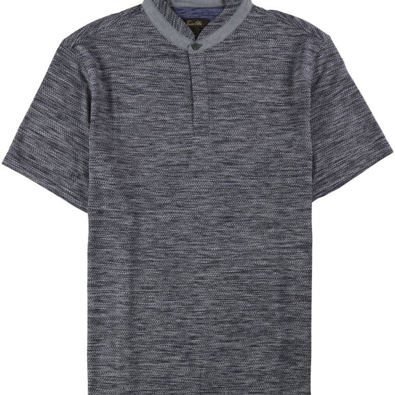 Tasso Elba Mens Heathered Henley Shirt, Blue, Small